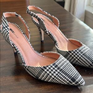 Anthropologie/Matiko Darla Plaid Slingback Heels, Sz US 8.5 / EU 39, NWOT